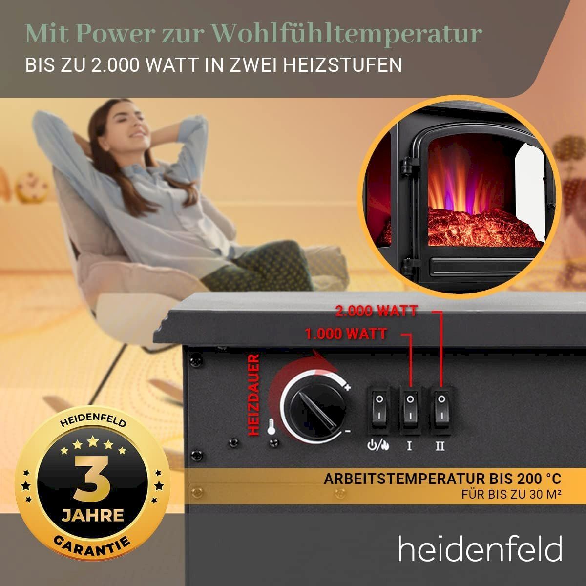 Radiatori: Heidenfeld Elektrokamin EK100 – Nuovo e nell'imballaggio originale da Bottighofen venduto da zaap 5