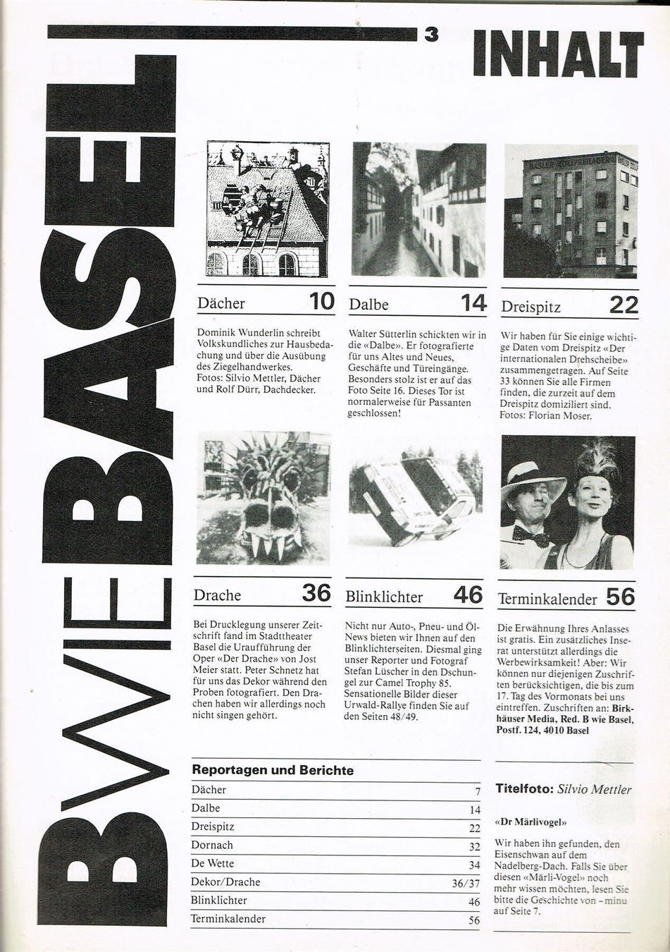 Riviste & Magazine: B wie Basel Nr. 6, Juni 1985 – Usato da Nunningen venduto da mercury-for-books 2