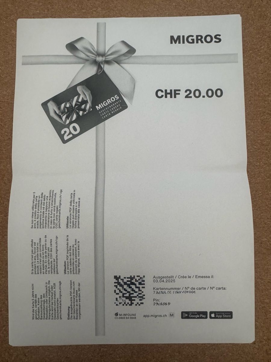 Buoni: Migros Gutschein (180.-) – Nuovo e nell'imballaggio originale da Lyss venduto da taw1009