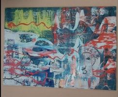 Gemälde Abstrakt Bunt handmade 50×70