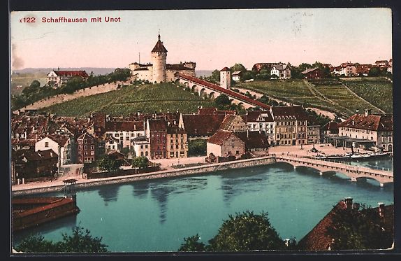 Cartoline postali: AK Schaffhausen, Ortsansicht mit Unot – Usato da Berlin venduto da bartko-reher