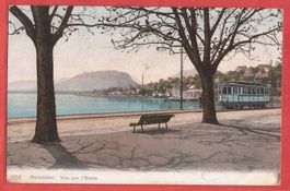 Neuchâtel - Tram am Quai - Vue sur l'Evole - 1907