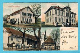 Gruss aus Wolfwyl farbige 4-Bildkarte ! Vor Ort gestempelt !