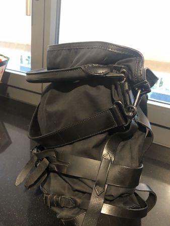 Burberry Schultertasche Schwarz Leder Canvas Occasion