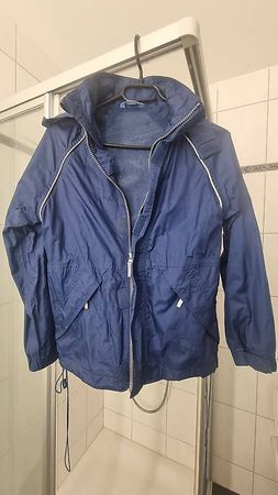 Regenjacke blau, mit Kapuze, wie neu