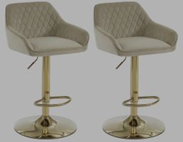 2 Stück Barhocker höhenverstellbar, creme/gold