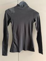 G STAR RAW Schwarzes Langarmshirt mit Lederdetails, S/36