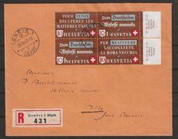 1942 : VB Zusammenhängende Nr. 255II auf Brief, KP 350.--