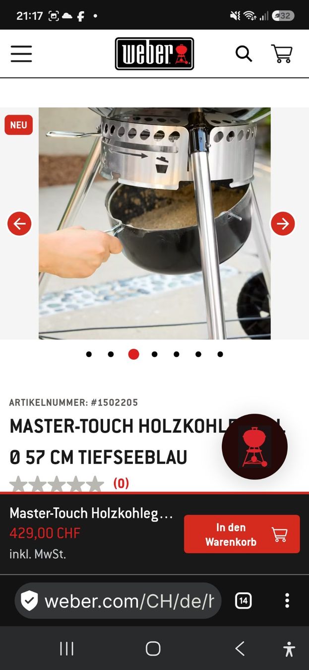 Weber Grils: Neuwertiger Weber Holzkohlegrill, Master – Neuf (Voir description) à Therwil par sunneblumen 4
