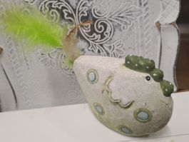 Deko Shabby Figur Huhn aus Ton , 10.5x7.5 cm