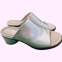 Ecco Sandalen Silber Grösse 39 Leder neuwertig