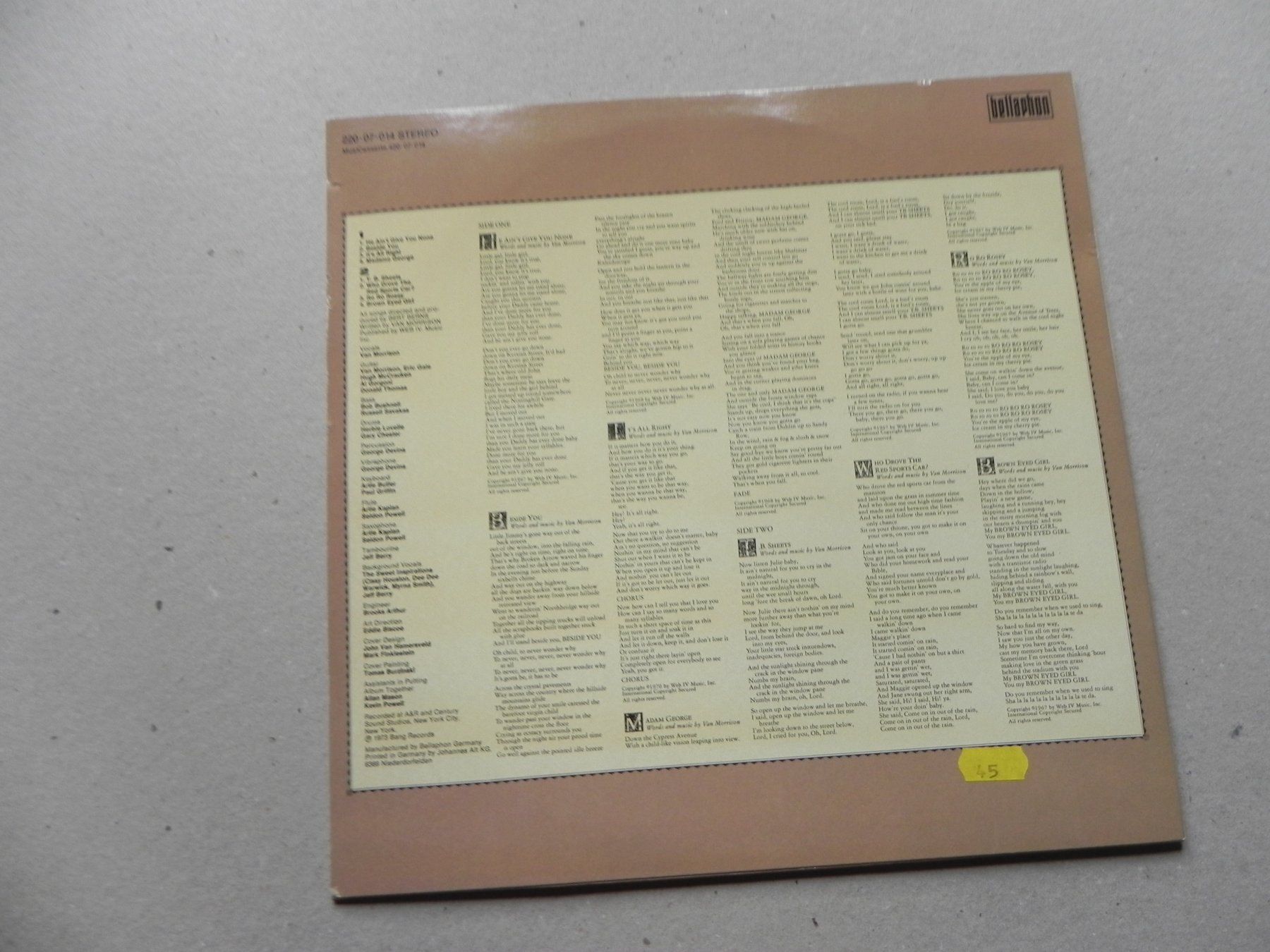 Dischi in vinile: LP brit. Blues Rock Van Morrison 1973 T.B. Sheets – Usato da Siebnen venduto da krimsie 1