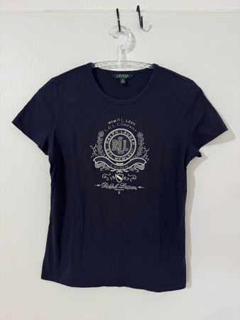 Ralph Lauren Damen T-Shirt dunkelblau Grösse M Y2K
