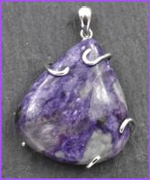 ♛ Charoite 925 Silber Anhänger