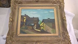 Gemälde Dorf, von E. Hitz, 1947