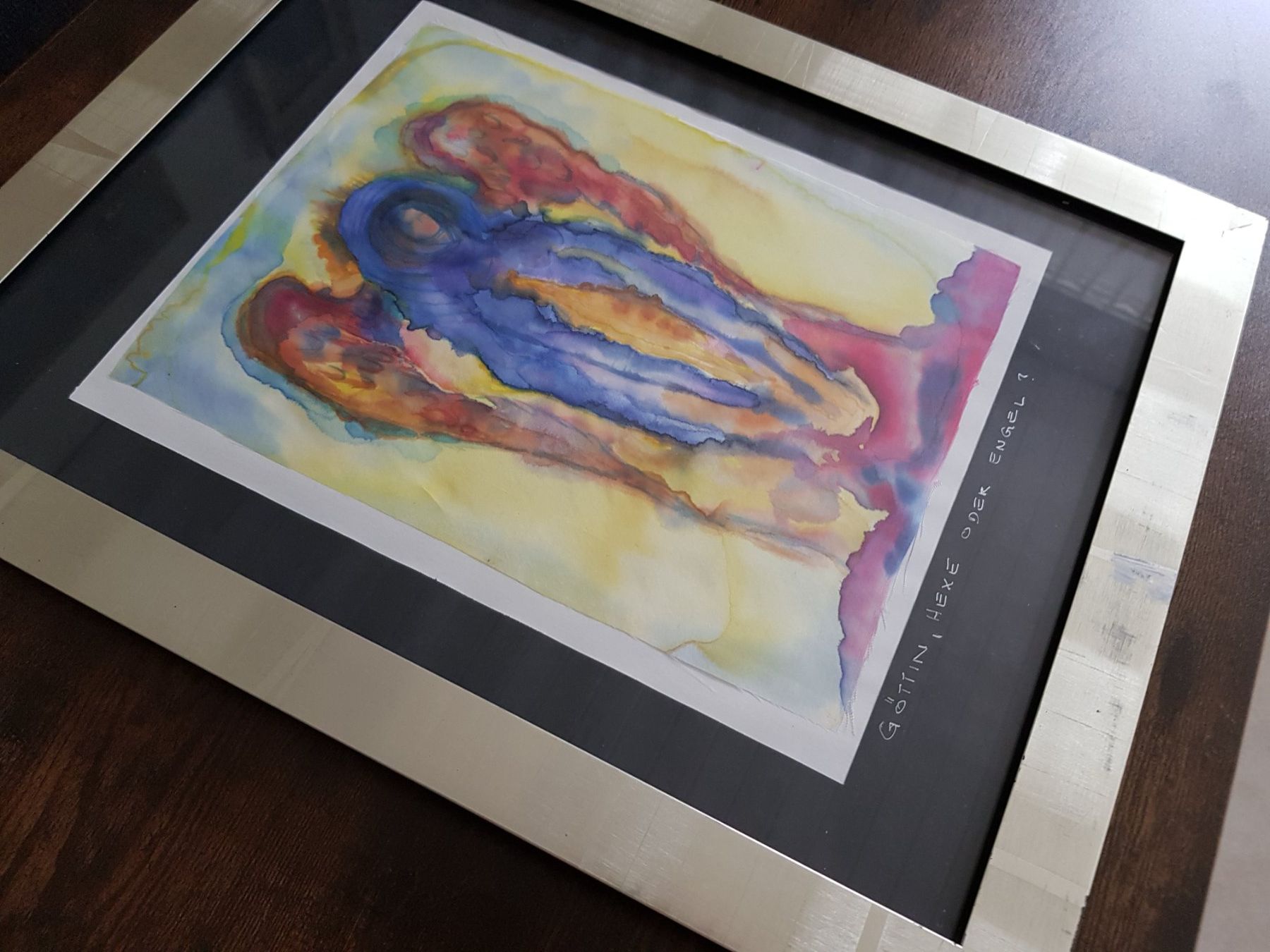 Dipinti: Aquarell auf Seide "Göttin, Hexe oder Engel?", signiert M.S. – Usato da Berneck venduto da heikodzint 1