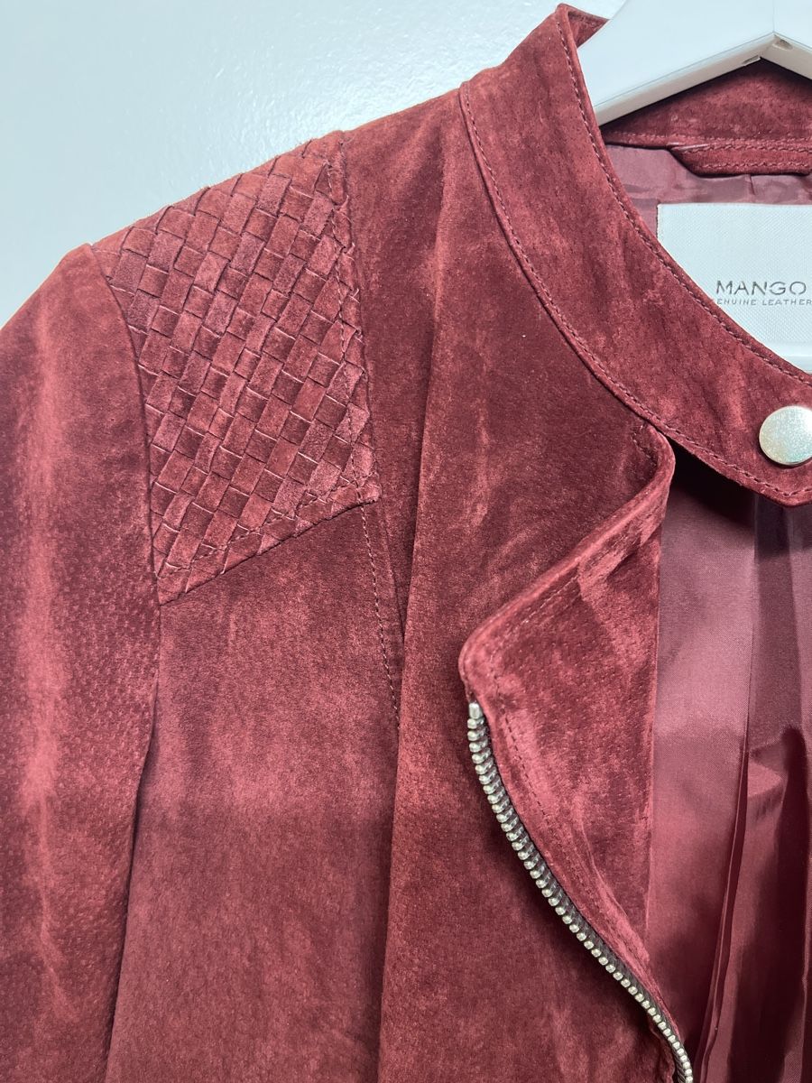 Mango Giacche: Mango Wildlederjacke, bordeaux rot, Grösse xs – Usato da Amlikon-Bissegg venduto da Rahelbr5 1