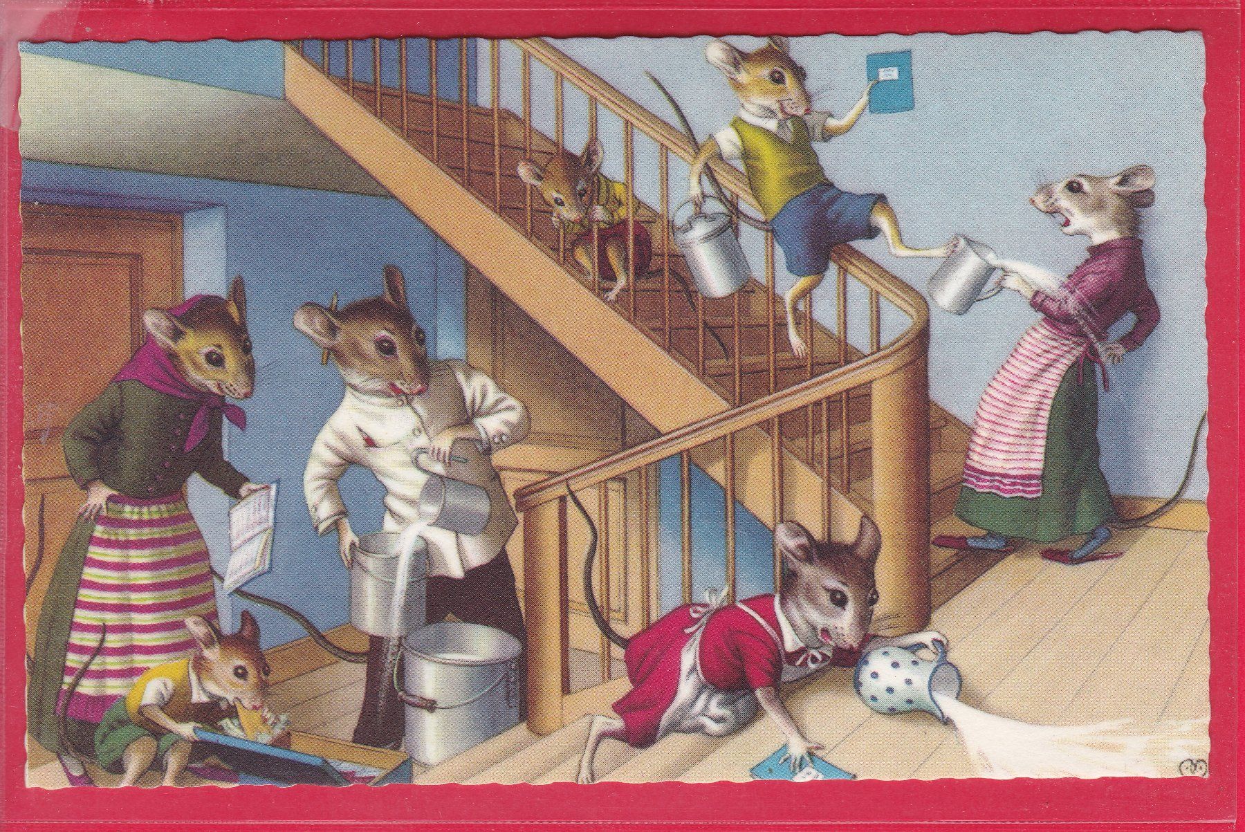 Cartoline postali: MÄUSEKARTE, EKLAT IM TREPPENHAUS – Usato da Oberrieden venduto da Gebirgsstelze