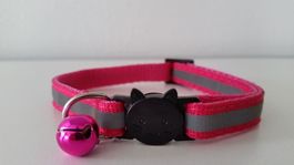 Katzenhalsband rosa rot reflektierend Sicherheitsverschluss