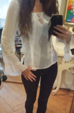 Belair Bluse mit Spitzen Fledermausärmel XS zu Nile NEU