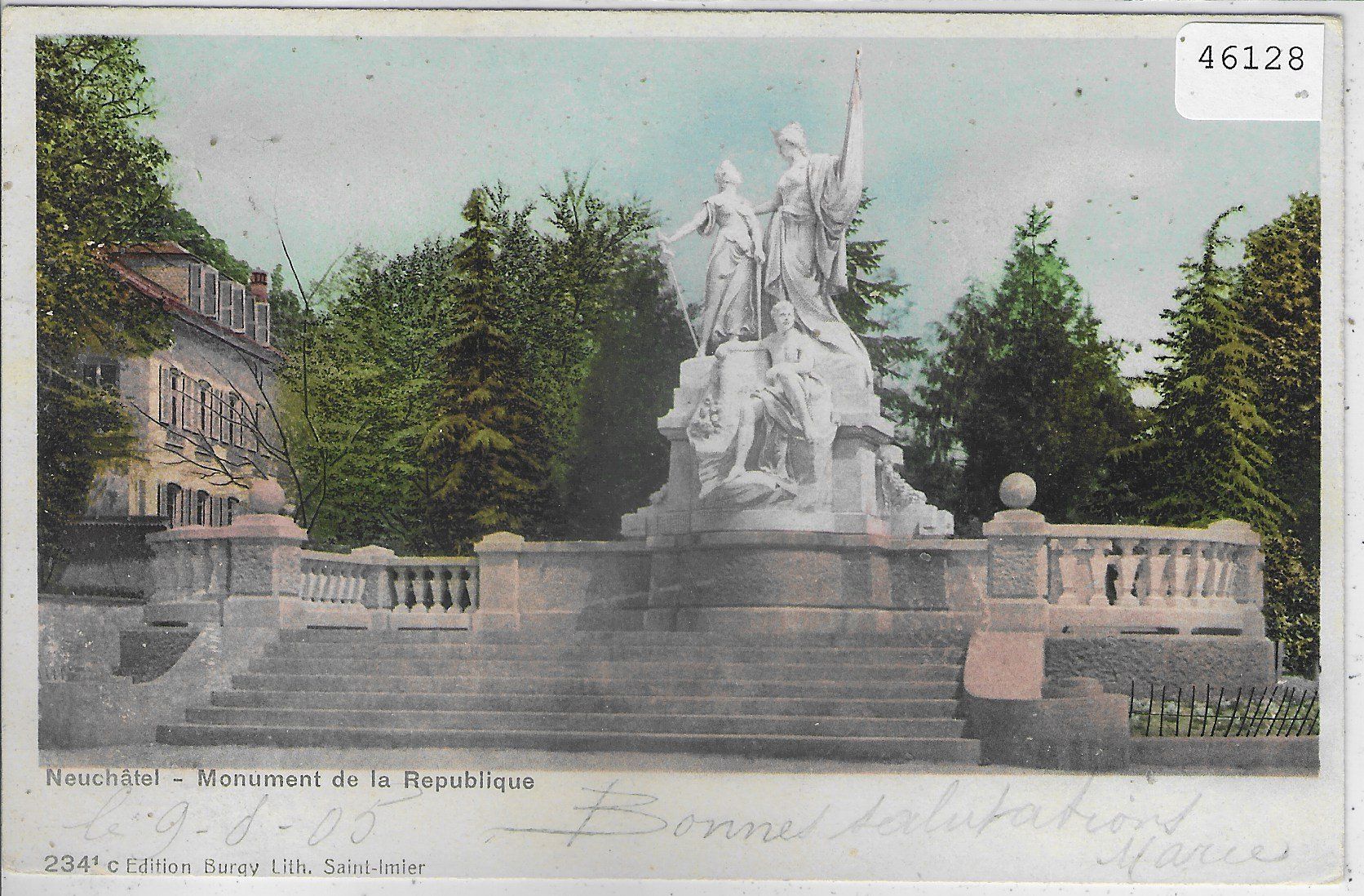 Cartoline postali: Neuchatel - Monument de la Republique – Usato da Ettingen venduto da Kartenplanet
