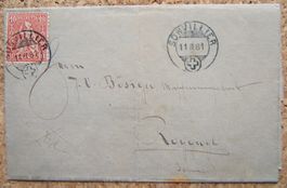 FALTBRIEF SONVILLIER - ROGGWIL 1881