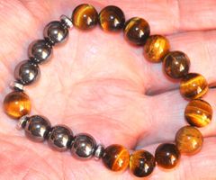 Armband B-978 – Tigerauge & Hämatit 10mm 19cm elastisch