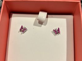 Ohrstecker Schmetterling mit pinken Steinen