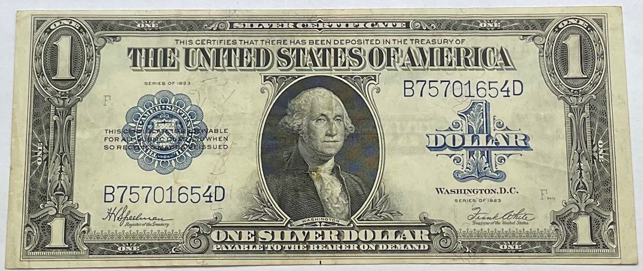 Banconote: grosse US-Silver Certificate 1 Dollar Banknote von 1923 – Usato da Zürich venduto da Vancouver51