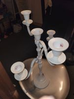 Weisser Kerzenständer 5-armig, Vintage Look, Shabby Chic