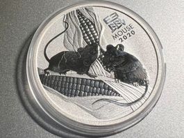 Mause 1 OZ UNZE LUNAR 3 III YEAR OF THE 2020 AUSGABE1 SILBER