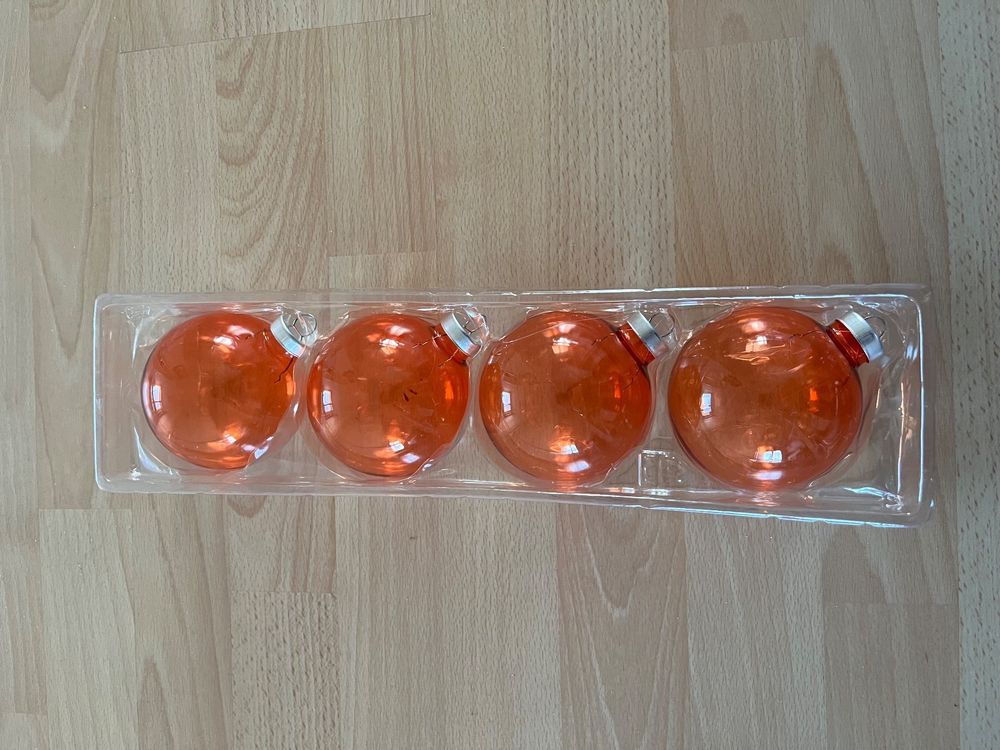 Weihnachtskugeln orange,transparent, 4 Stück Kaufen auf Ricardo