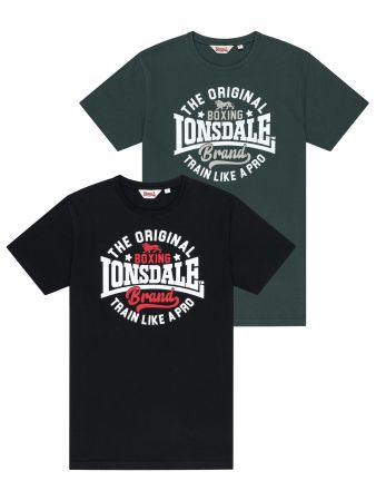 Lonsdale Wellbrow T-Shirt Doppelpack Schwarz/Grün L