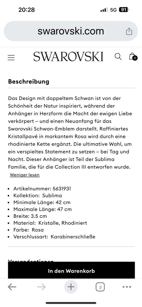 Swarovski Catenine: Swarovski Schwan/Herz- Kette Neu – Nuovo e nell'imballaggio originale da Vezia venduto da sidu03 5