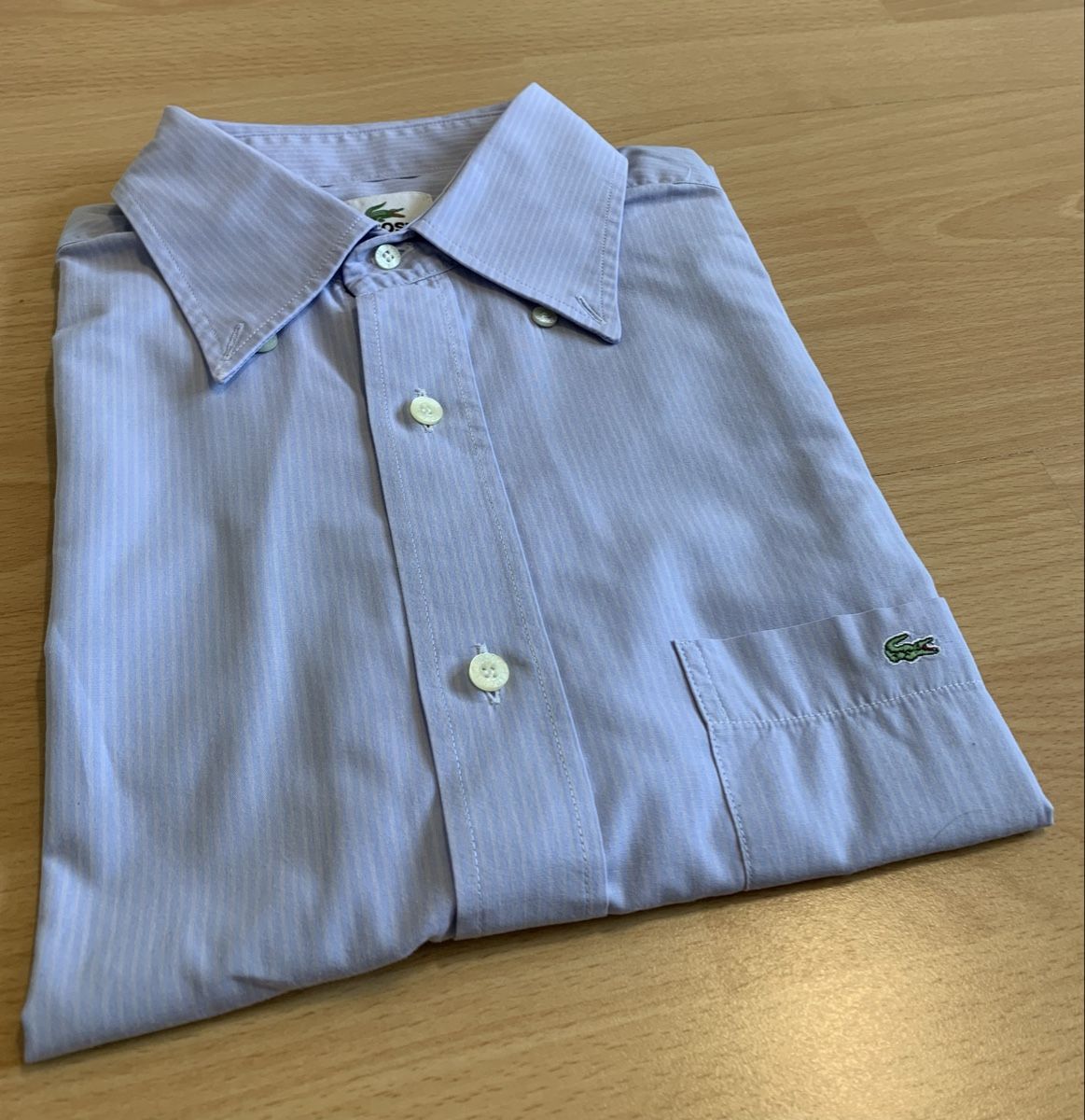 Lacoste Camicie: Chemise Lacoste rayée bleue/violet claire, taille 41 – Usato da Port venduto da granitod 1