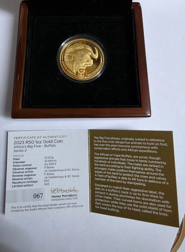 Tutti le monete: 1 oz Big Five Gold Büffel 2023 – Nuovo e nell'imballaggio originale da Caslano venduto da Pspidi 4