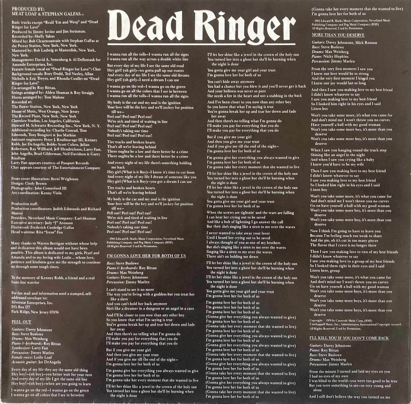 Dischi in vinile: MEAT LOAF - DEAD RINGER – Usato da Poliez-Pittet venduto da Newtown-Records 2