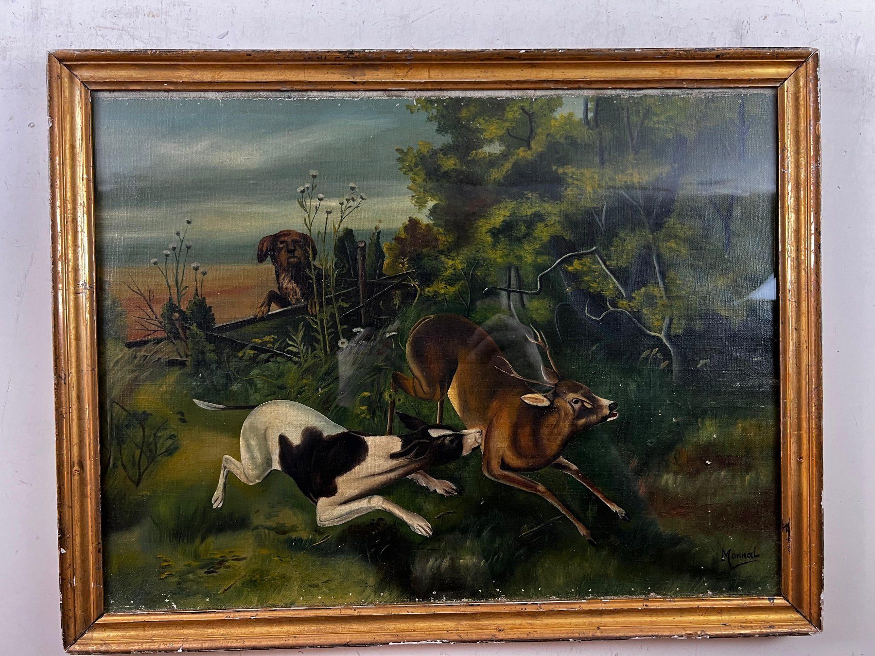 Tableaux: Jagd-Szene Oel-Gemälde alt! – D'occasion à Hinwil par Chnap