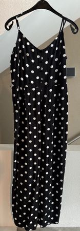 J. Crew Sommer Jumpsuit, Grösse 12, Schwarz/Weiss gepunktet