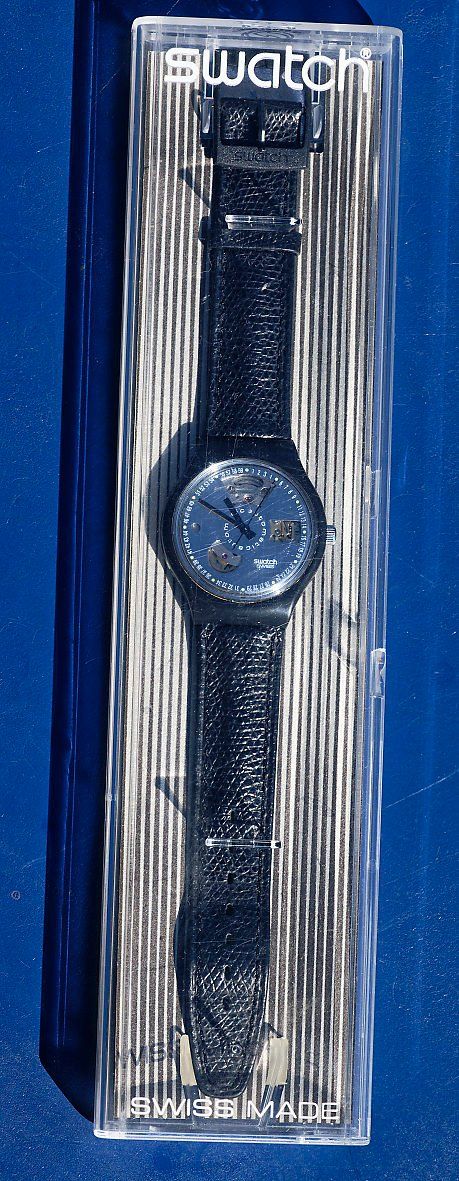 Swatch Orologi: Getragene Swatch Chrono schwarz-silber – Usato da Bern venduto da Maccalvin 1