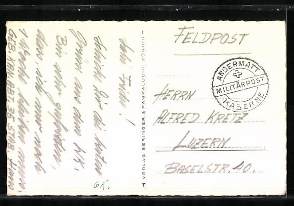 Cartoline postali: AK Andermatt, Blick auf die Kaserne – Usato da Berlin venduto da bartko-reher 1