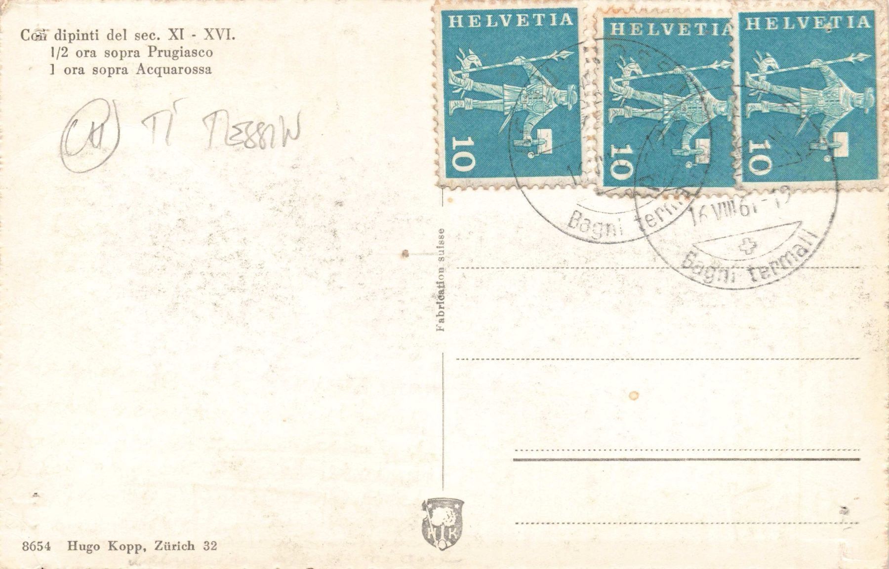 Cartoline postali: Prugiasco Negrentino – Usato da Biasca venduto da Blenio71 1