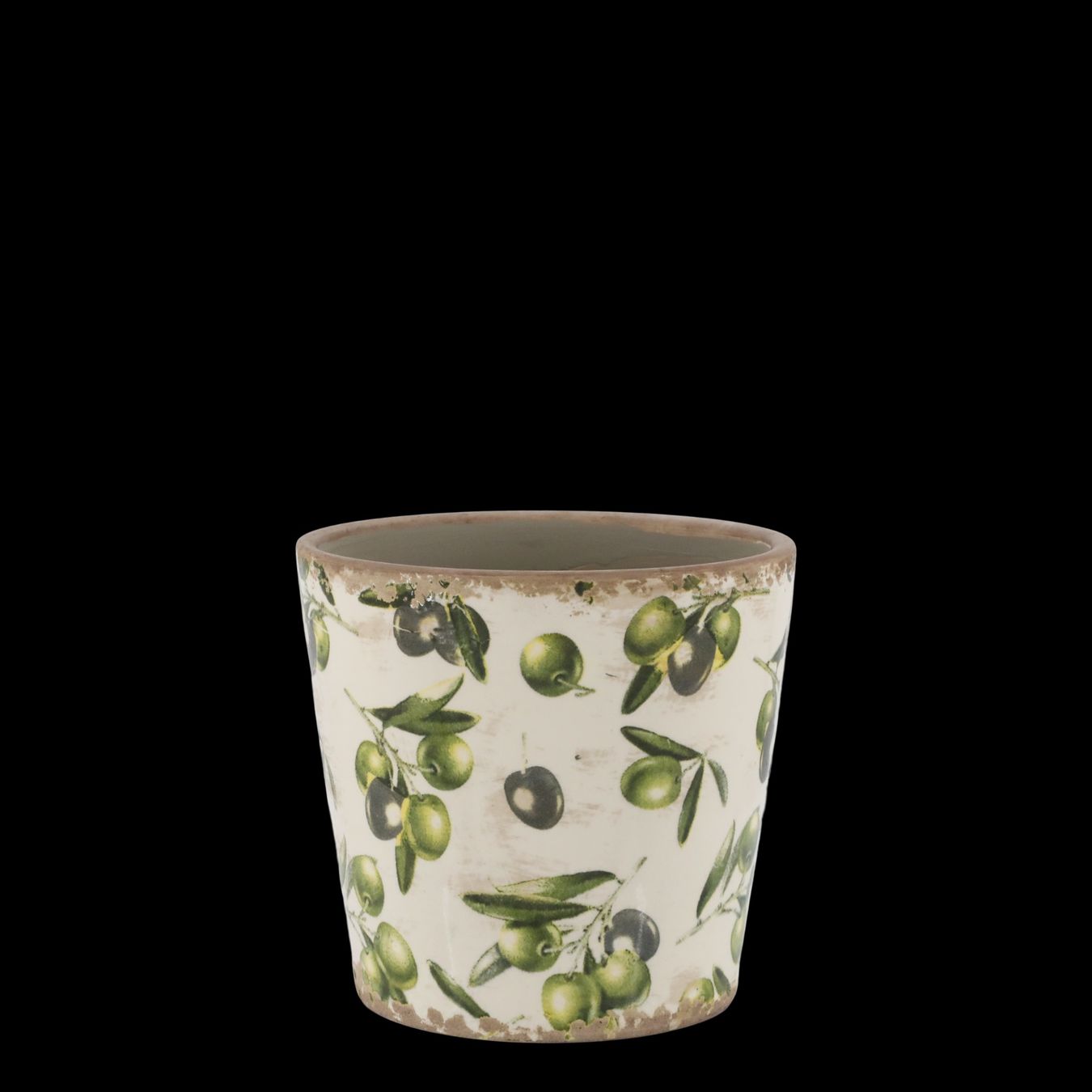 Vasi per fiori: Übertopf Höhe 13 cm mit Olivenmuster – Nuovo e nell'imballaggio originale da Innertkirchen venduto da Glatthard-Interior 2