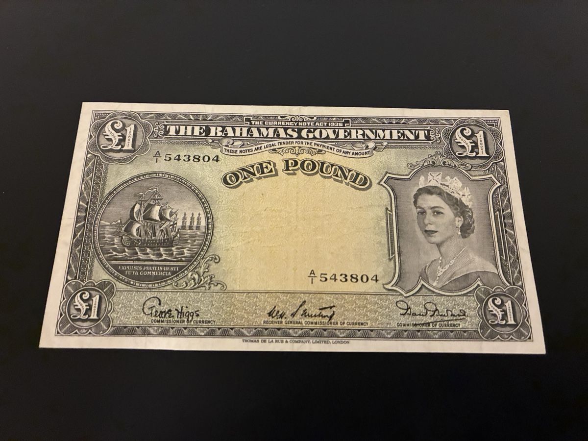 Banconote: Bahamas 1 Pound 1953 – Usato da Dällikon venduto da Woldbanknoten 1