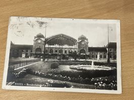 Alte Ansichtskarte Basel Bundesbahnhof um 1919, Rarität!