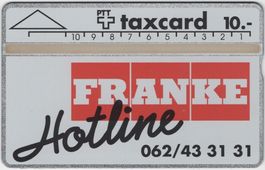 10 CHF FRANKE Hotline - seltene, frühe Kunden Taxcard