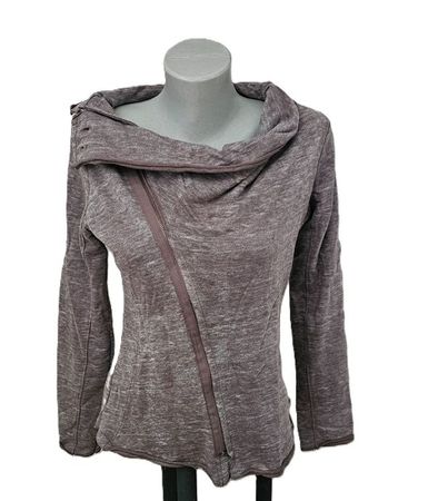 Sweat Jacke Savage Gr. S Asymmetrisch braun-meliert