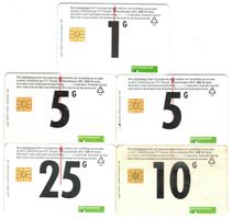 5 Telefonkarten Niederlande aus der 1. Serie Standartkarten
