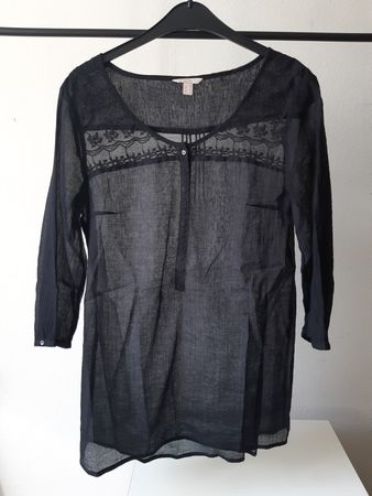 Schwarze Esprit Bluse Gr.38 transparent mit Spitze 🖤