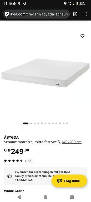 Materassi: Abygda Matratze 140x200, NP 249.- – Usato da Hofstetten ZH venduto da Gischis 2